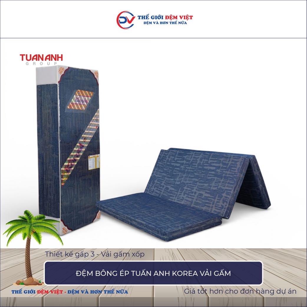 Đệm bông ép Tuấn Anh Korea vải gấm